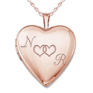 Rose Gold Plated "Together Forever" Heart Photo Locket