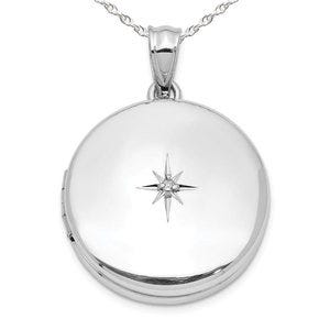 Sterling Silver Diamond Round Photo Locket