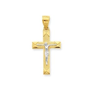 10k & Rhodium Crucifix Pendant