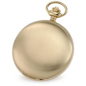 Charles-Hubert Paris Gold-Plated Stainless Steel Satin Finish Hunter Case Mechanical Pocket Watch