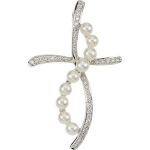 Diamond and Pearl Cross Pendant