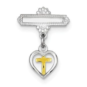 Sterling Silver Rhodium-plated & Vermeil Cross Pin