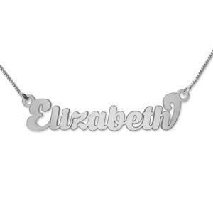 Sterling Silver "Script" Style Horizontal Name Necklace with Chain