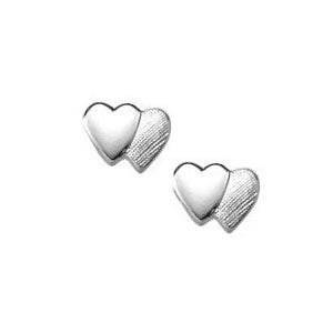 Sterling Silver Children's "Double Heart" Post Earrings