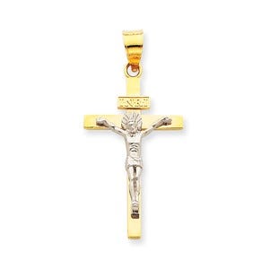 14K Two-tone INRI Crucifix Pendant