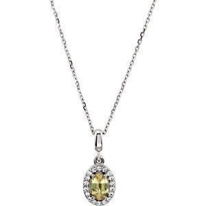 Oval Halo-Style Yellow and White Sapphire Pendant