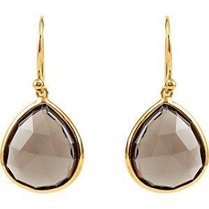 Smoky Quartz Earrings with 14k Yellow Gold Plating