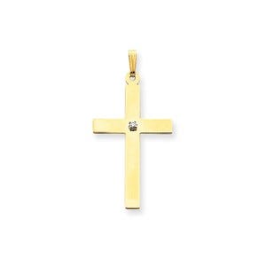 14k Polished .03ct. Diamond Cross Pendant