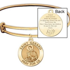 Expandable Bracelet W/ Saint Gerard Charm & "Motherhood Prayer" in Color or Laser Struck