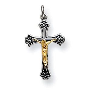 Sterling Silver & Vermeil Crucifix Charm