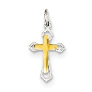 Sterling Silver Two Tone Children's Cross Pendant