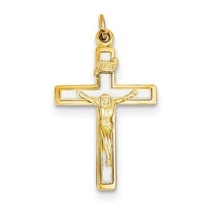 Sterling Silver Enamel & Vermeil INRI Crucifix Charm