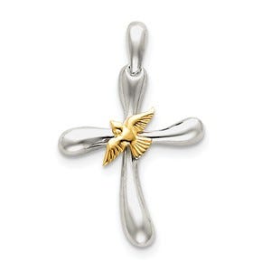 Sterling Silver & Vermeil Dove Cross Pendant