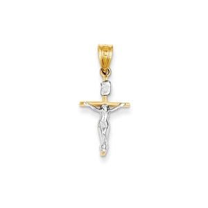 14k Two-tone INRI Crucifix Pendant