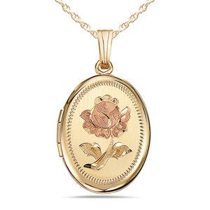 14K Gold Filled Rose Oval Photo Locket - 5/8 inch x 3/4 inch