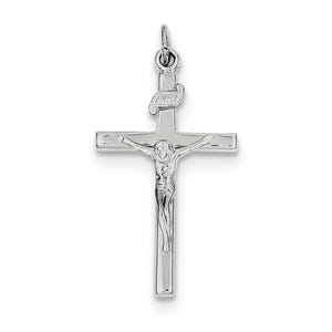 Sterling Silver Rhodium-plated INRI Crucifix Pendant