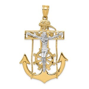14k Two-tone Mariner\'s Crucifix Pendant