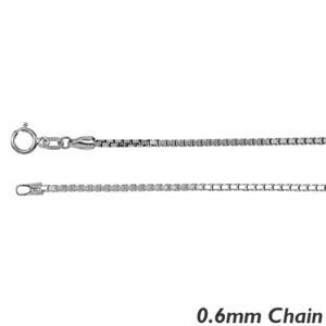 14K White Gold 0.6mm Lite Box Chain