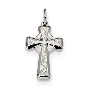 Sterling Silver Polished & Textured Celtic Cross Pendant
