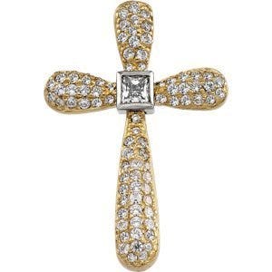 TWO TONE DIAMOND CROSS