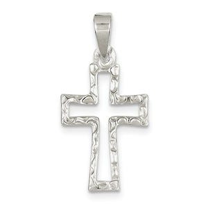 Sterling Silver Polished Open Cross Pendant