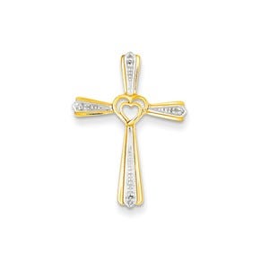 14k Rhodium Diamond Cross Pendant
