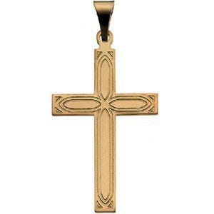 14K Yellow Gold CROSS PENDANT W/DESIGN