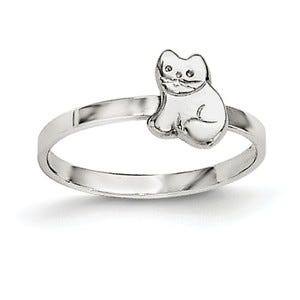 Sterling Silver High Polished Children's Cat Ring