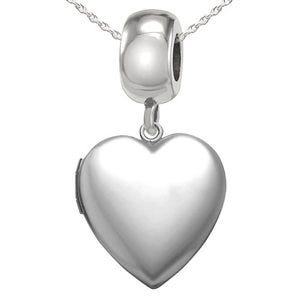 Sterling Silver Bead Bracelet Charm Heart Photo Locket