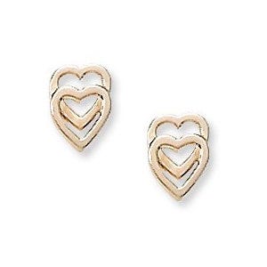 14K Yellow Gold Hearts Children Post Earrings