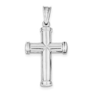 Sterling Silver Rhodium-plated Diamond -cut Reversible Cross Pendant