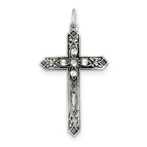 Sterling Silver April Birthstone Cross Pendant