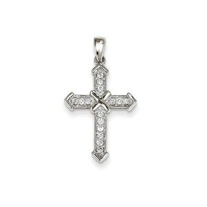 14k White Gold Passion Diamond Cross Pendant