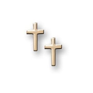 14K Yellow Gold Children's  "Cross" Post Earrings