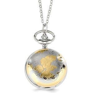 Charles Hubert Women's Two Tone Floral Design Necklace Watch