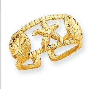 14k Yellow Gold Starfish Toe Ring