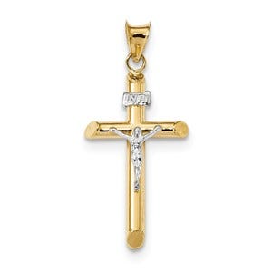 14k Two-Tone Polished Jesus Crucifix Pendant