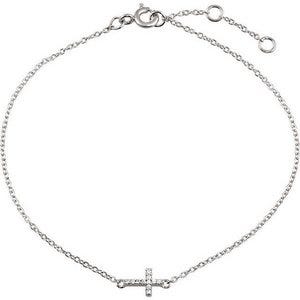 Cubic Zirconia Sideways Cross Design Bracelet