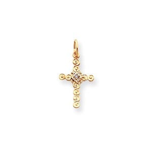 14k Small AA Diamond Cross Charm