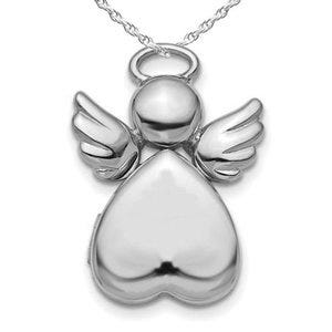 Sterling Silver Angel  Heart Photo Locket