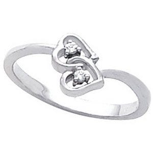 Solid Gold Diamond Heart Shaped Promise Ring