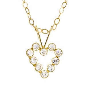 14K Yellow Children's Cubic Zirconia Pendant w/ 15" Necklace