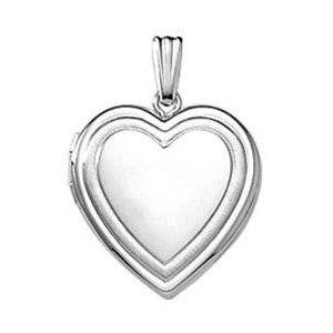 14k White Gold Heart Photo Locket