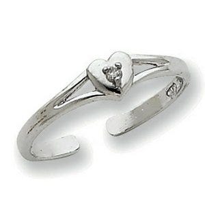 14k White Gold .01ct Diamond Heart Toe Ring