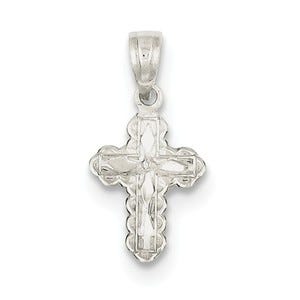 Sterling Silver Diamond Cut Children's Cross Pendant