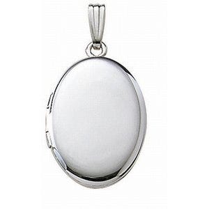 14k White Gold Oval Locket