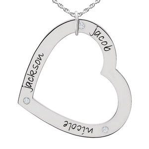 Personalized Three Birthstones Large Heart Pendant