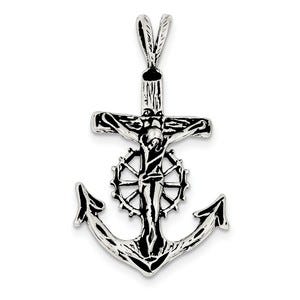 Sterling Silver Antiqued Mariner Crucifix Charm