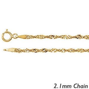 14K Yellow Gold 2.1mm Singapore Chain