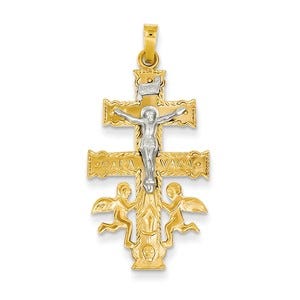 14k Two-tone Cara Vaca Crucifix Pendant